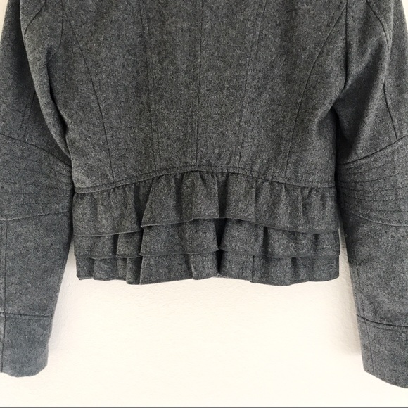 NWOT Gray Express Cropped Ruffled Wool Jacket - XS - Picture 7 of 8